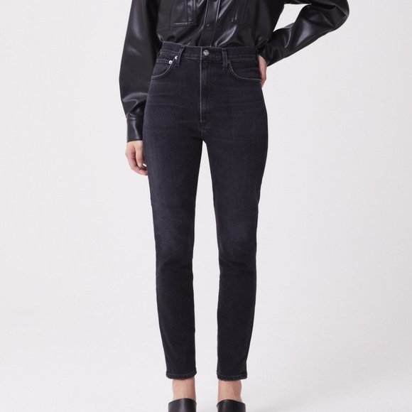Agolde Denim - AGOLDE Pinch Waist Ultra High Rise Skinny Jeans in Hotline Black 28